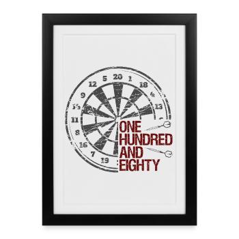 Darts 180 Darts Dart Vintage - Affiche encadrée (27 × 37 cm) - noir - Devant