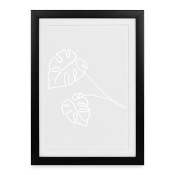 Monstera One Line White - Framed poster (27 × 37 cm) - black - Front