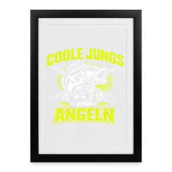 Fishing Cool Guys Walking Fishing Gift - Framed poster (27 × 37 cm) - black - Front
