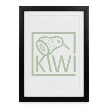 Motif d’oiseau avec le logo de la ligne kiwi - Affiche encadrée (27 × 37 cm) - noir - Devant