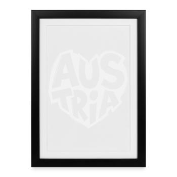 Austria, Austria Heart Logo Vintage - Framed poster (27 × 37 cm) - black - Front