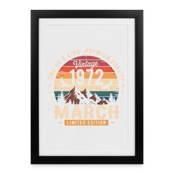 Mars 1972 Cadeau 54eme Anniversaire March 1972 - Affiche encadrée (27 × 37 cm) - noir - Devant