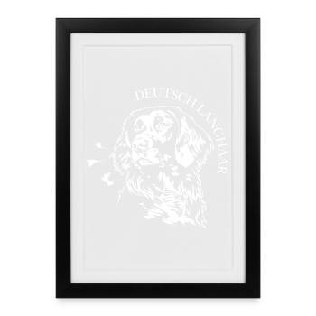 German Longhair Portrait Hunting Dogs Dogs Wilsigns - Framed poster (27 × 37 cm) - black - Front