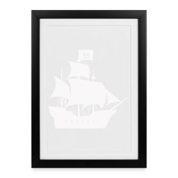 Silhouette du navire pirate - Affiche encadrée (27 × 37 cm) - noir - Devant