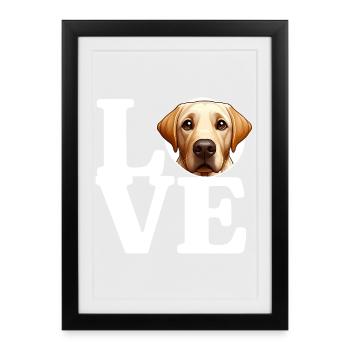 ADORE Labrador Retriever Chien Amoureux des Chiens Drôle - Affiche encadrée (27 × 37 cm) - noir - Devant