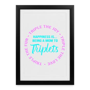 Maman Triplée Maman - Affiche encadrée (27 × 37 cm) - noir - Devant