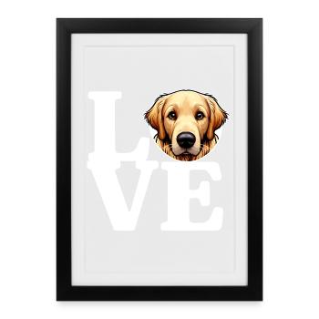 LOVE Golden Retriever Dog Dog Lover Funny - Framed poster (27 × 37 cm) - black - Front