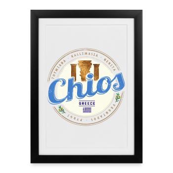 Chios Island in Greece Retro Vintage Souvenir - Framed poster (27 × 37 cm) - black - Front