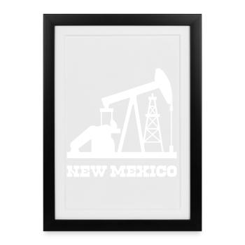 Conception de la pompe des champs pétrolifères du Nouveau-Mexique - Affiche encadrée (27 × 37 cm) - noir - Devant