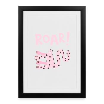 Roar Cute Animal Funny Cartoon Design - Framed poster (27 × 37 cm) - black - Front