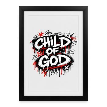 Lettrage graffiti Child of God - Affiche encadrée (27 × 37 cm) - noir - Devant