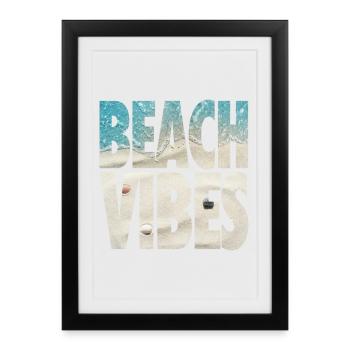 Ambiances de plage - Texture océanique tropicale et sable - Affiche encadrée (27 × 37 cm) - noir - Devant