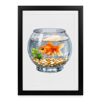 Poisson rouge dans l’art des vases en verre - Affiche encadrée (27 × 37 cm) - noir - Devant