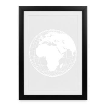 Globe Earth Modern Minimalist - White - Framed poster (27 × 37 cm) - black - Front