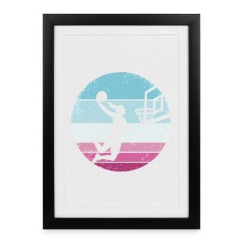 Basket-ball féminin - Affiche encadrée (27 × 37 cm) - noir - Devant