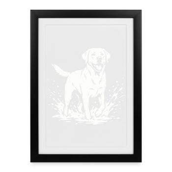 T-shirt Lover de chien Éclaboussure d’eau - Affiche encadrée (27 × 37 cm) - noir - Devant