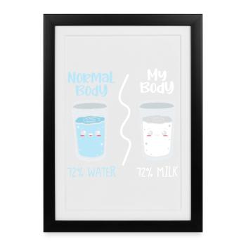 No Normal Body: Water vs Milk - Framed poster (27 × 37 cm) - black - Front