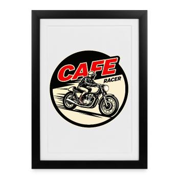 Cafe Racer Vintage Logo Circle - Framed poster (27 × 37 cm) - black - Front