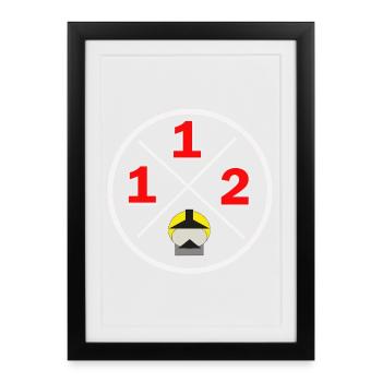 112- Logo du district - Pompiers - Affiche encadrée (27 × 37 cm) - noir - Devant