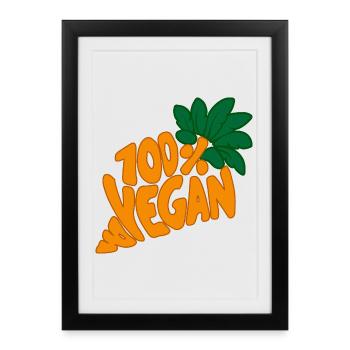 Nutrition alimentaire 100 % vegan Drôle - Affiche encadrée (27 × 37 cm) - noir - Devant