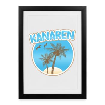 Logo de Palm Beach des îles Canaries - Affiche encadrée (27 × 37 cm) - noir - Devant