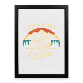 Grand-mère et grand-père en tournée camping-car - Affiche encadrée (27 × 37 cm) - noir - Devant
