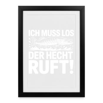 Angler Spruch Hecht - Gerahmtes Poster (27 × 37 cm) - Schwarz - Vorne