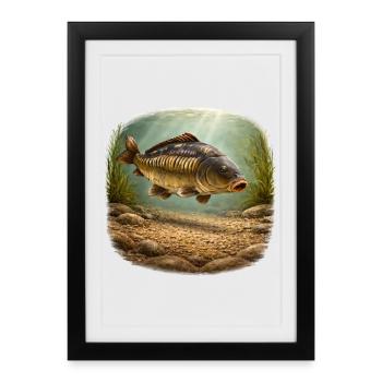 Conception de la pêche sous-marine de la carpe miroir - Affiche encadrée (27 × 37 cm) - noir - Devant