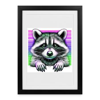Waschbär - Gerahmtes Poster (27 × 37 cm) - Schwarz - Vorne