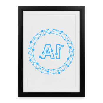 Futuristic AI Data Network Symbol - Framed poster (27 × 37 cm) - black - Front
