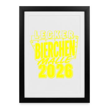 Lecker Bierchen Malle 2026 Nous adorons la bière - Affiche encadrée (27 × 37 cm) - noir - Devant
