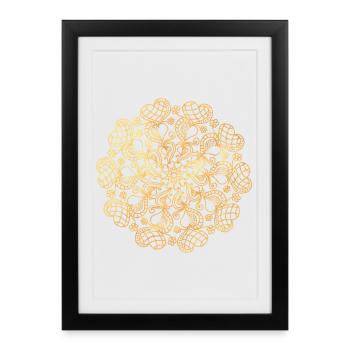 Mandala fait de cœurs - or - Affiche encadrée (27 × 37 cm) - noir - Devant