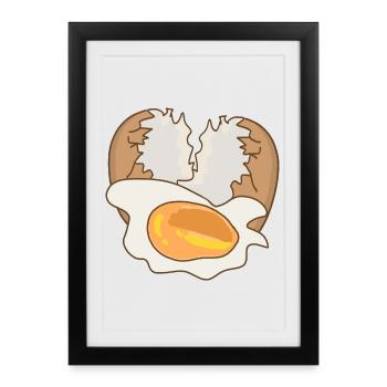 Miroir avec coquille d’œuf - Affiche encadrée (27 × 37 cm) - noir - Devant