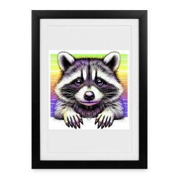Waschbär - Gerahmtes Poster (27 × 37 cm) - Schwarz - Vorne