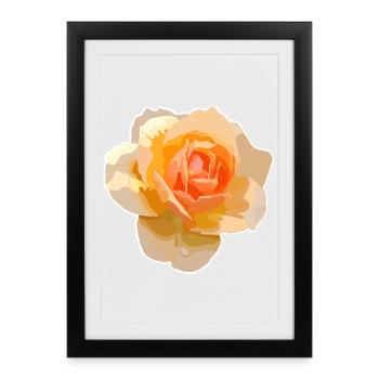 Rose orange style aquarelle - Affiche encadrée (27 × 37 cm) - noir - Devant