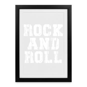 Logo du texte vieilli du rock and roll - Affiche encadrée (27 × 37 cm) - noir - Devant