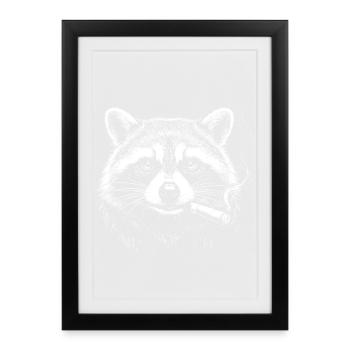 Raccoon Noir with Cigarette - Framed poster (27 × 37 cm) - black - Front