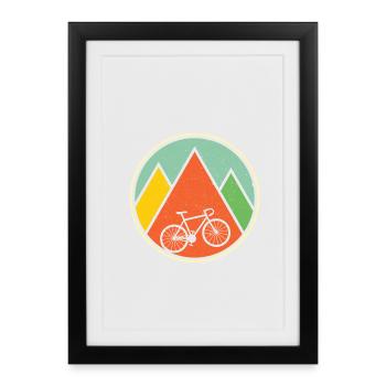 Bike, Mountains, Nature, Adventure - Minimal Design - Framed poster (27 × 37 cm) - black - Front