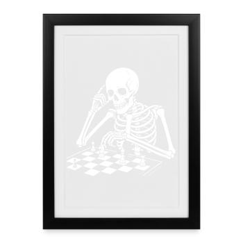Skeleton joue aux échecs - Affiche encadrée (27 × 37 cm) - noir - Devant