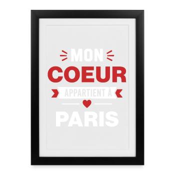 Mon Coeur Appartient à Paris - Affiche encadrée (27 × 37 cm) - noir - Devant
