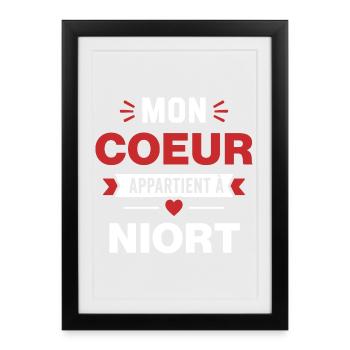 Mon Cœur Appartient à Niort - Affiche encadrée (27 × 37 cm) - noir - Devant