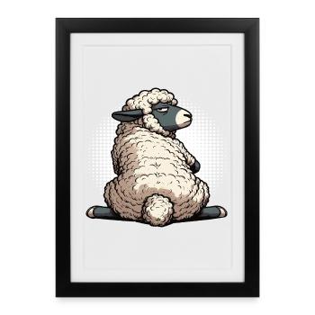 Moutons, moutons, bergers, bergers, bélier, béliers - Affiche encadrée (27 × 37 cm) - noir - Devant