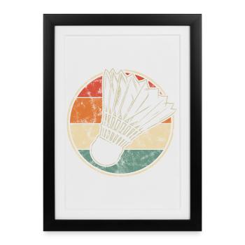 Vintage print with badminton shuttlecock - Framed poster (27 × 37 cm) - black - Front
