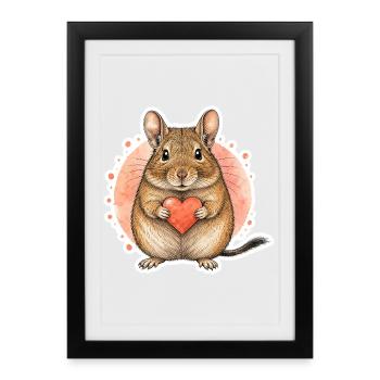 Degu Holding Heart - Framed poster (27 × 37 cm) - black - Front