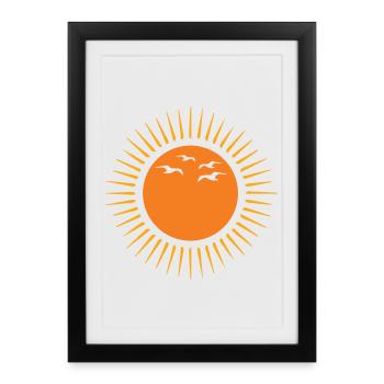 Sun and birds - Framed poster (27 × 37 cm) - black - Front