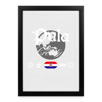 Souvenir de voyage de la Croatie de Streetwear de Pula Croatie - Affiche encadrée (27 × 37 cm) - noir - Devant