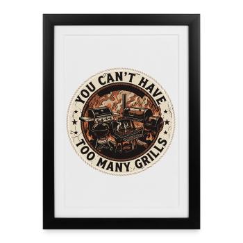 Barbecue Humour Papa Grillades Été Cadeau - Affiche encadrée (27 × 37 cm) - noir - Devant