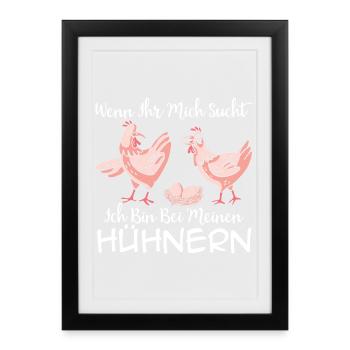 Hühnerflüsterer Huhn Hühnerhalter Hühner - Gerahmtes Poster (27 × 37 cm) - Schwarz - Vorne