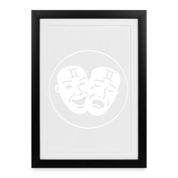 Gemini Star Sign (White) - Framed poster (27 × 37 cm) - black - Front