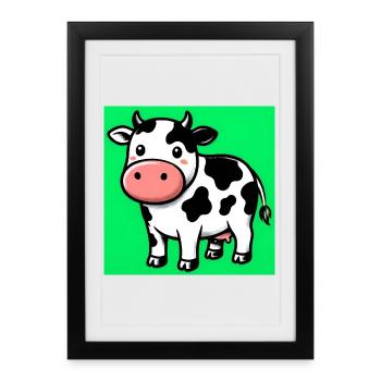 vache - Affiche encadrée (27 × 37 cm) - noir - Devant